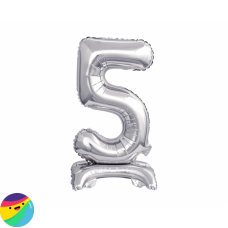 Folija Balon Samostoječi 38cm - Št. 5 Srebrne barve Folija Balon Samostoječi 38cm - Št. 5 Srebrne barve